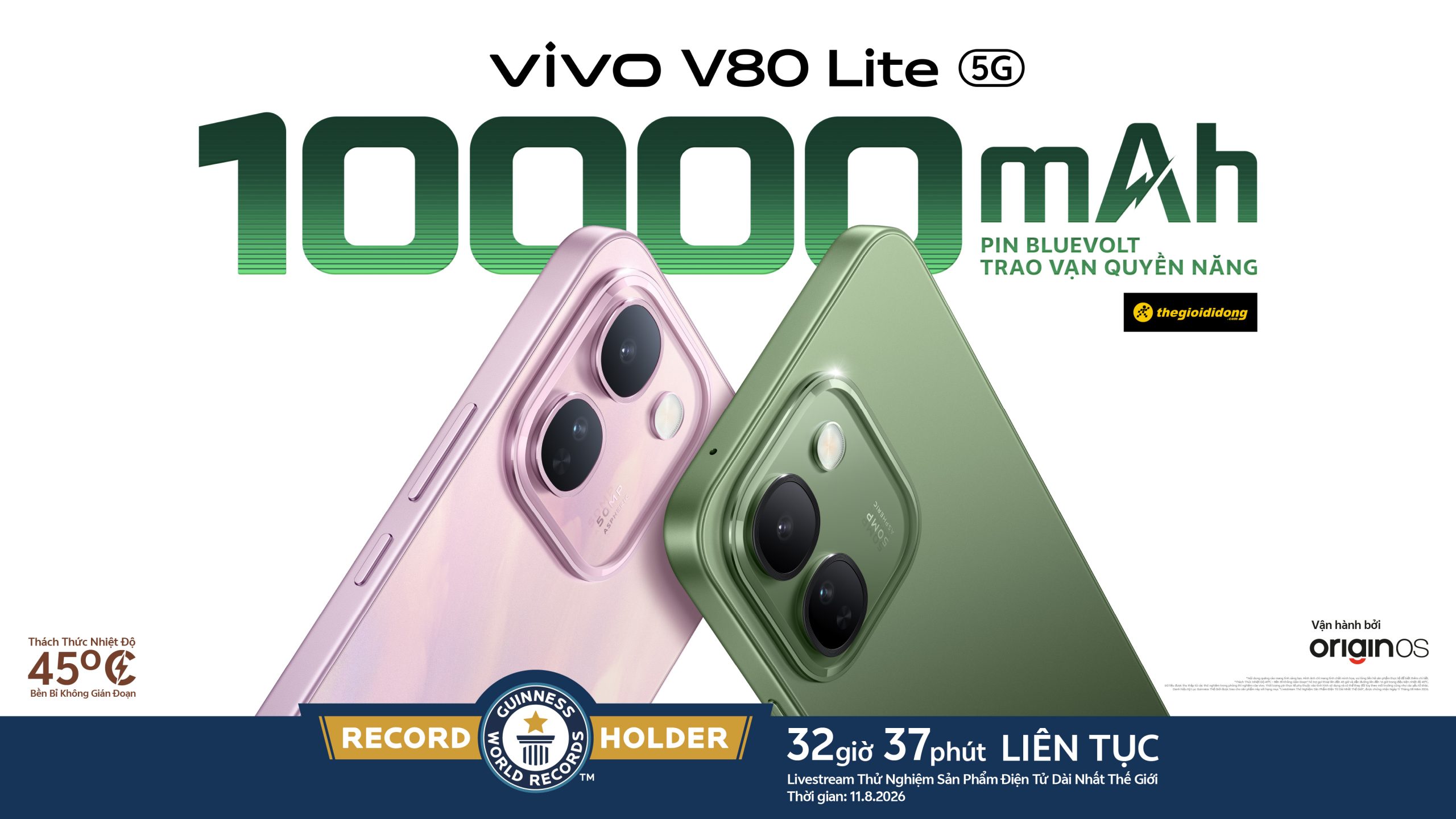 “Quái vật” pin BlueVolt 10.000mAh: vivo V80 Lite 5G đoạt Kỷ lục Guinness trước ngày ra mắt