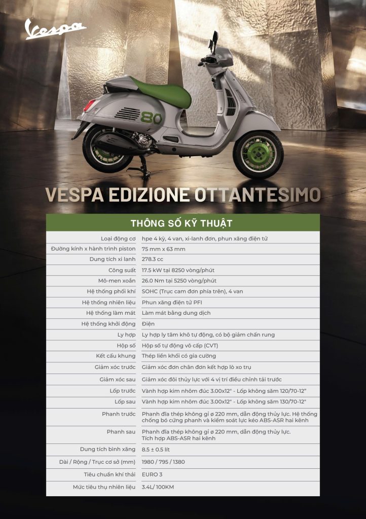 Vespa Edizione Ottantesimo về Việt Nam với 4 chiếc, giá 372 triệu đồng (ảnh 4)